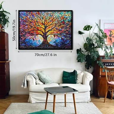 PICKFORU Stained Glass Puzzle Tree of Life Puzzles for Adults 1000 Pieces, Impossible Hard Difficult Challenging Puzzles for Adults, Colorful Mosaic Tree of Life Jigsaw Puzzle 1000 Pieces - Image 4