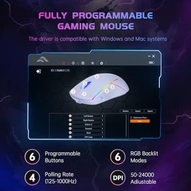 FFJ Wireless Gaming Mouse, 24000 DPI, Tri-Mode 2.4G/USB-C/Bluetooth 5.3 Gaming Mouse Wireless, RGB Programmable Mouse Gamer, 75Hrs Battery Life, Rechargeable Gaming Mice for PC, Mac, PS5, Xbox - White - Image 4