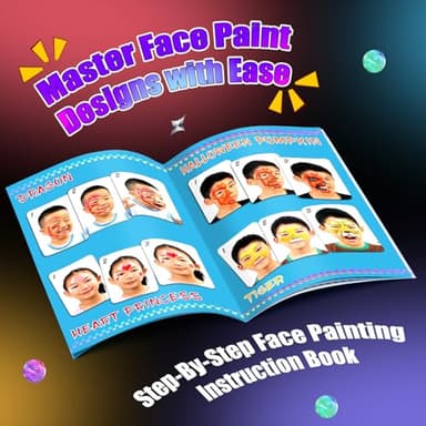 Fenmay Face Painting Kit for Kids, Non-Toxic and Hypoallergenic Face Paint Makeup Kit| with Stencils, Book, Easy to Use and Safe for Kids, Fun for Halloween, Birthday Party, School Event - Image 6