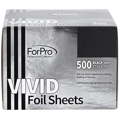 ForPro Professional Collection Vivid Black Embossed Foil Sheets, Aluminum, Pop-Up Foil Dispenser, Hair Foils for Color Application & Highlighting Services, Food Safe, 5” W x 10.75” L, 500-Count - Image 3