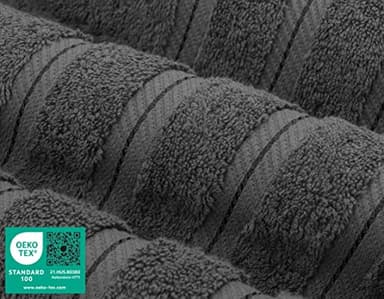 American Soft Linen Luxury 6 Piece Towel Set, 2 Bath Towels 2 Hand Towel 2 Washcloths, 600 GSM 100% Cotton Turkish Towels for Bathroom, Dark Gray Towel Sets - Image 3