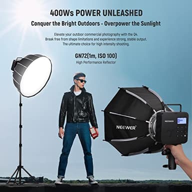 NEEWER Q4 400Ws 2.4G TTL Outdoor Studio Flash Strobe (New Look),1/8000 HSS 2800mAh Battery Powered Photography Monolight Speedlite 30W Modeling Lamp/400 Full Power Flash/0.01-1.2s Recycle/Bowens Mount - Image 2