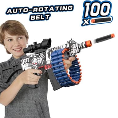 Electric Automatic Toy, JakMean Toy with 30 Dart Clips and 100 Foam Darts, Outdoor Shooting Games Toys for 6-12 Year Old Boys & Girls Adults, Presents for Birthday Xmas,White-Red - Image 2