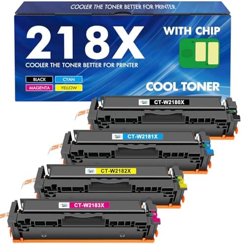 218X 218A Toner Cartridges 4 Pack High Yield 3301fdw 3201dw with Chip Compatible Replacement for HP 218X 218A Color Laserjet Pro MFP 3301cdw 3301sdw Printer Ink Set W2180X (Black Cyan Yellow Magenta) - Image 1