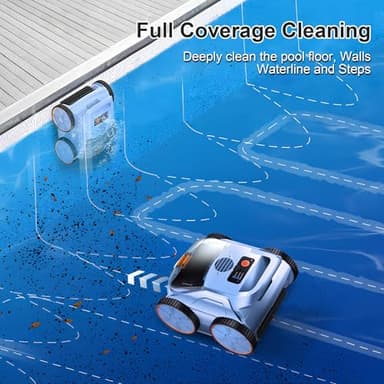 (2025 New) Robotic Pool Vacuum, Robotic Pool Cleaner for Inground Pools, Pool Robot with Smart Navigation, Floor/Wall/Waterline Cleaning, 180 Mins Runtime for Pool Up to 2100 Sq.ft - Image 6
