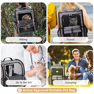 Lekebobor Large Cat Backpack Carrier Expandable Pet Carrier Backpack for Small Dogs Medium Cats Fit Up to 18 Lbs, Dog Backpack Carrier, Foldable Puppy Backpack Carrier for Travel, Hiking,Grey - Image 8