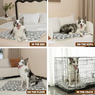 Mora Pets Cat Bed Dog Crate Pad Ultra Soft Pet Bed with Cute Star Print Washable Crate Mat for Small Dogs and Indoor Cats Reversible Fleece Dog Kennel Pad Cat Carrier Mat 14 x 17.5 inch Grey - Image 6