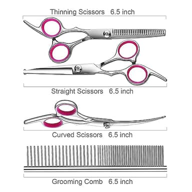 TINMARDA 5 in1 Dog Grooming Scissors Kit, Professional Dog Scissors for Grooming with Safety Round Tips, Titanium Coated Grooming Shears for Dogs Cat Pet At Home - Image 6