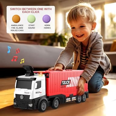 Carrier Truck Race Track Kids Toys, Foldable 3 Layer Toddler Track Playset, Toy Truck Transport Car Carrier & 8 Race Cars, Truck Car Toddlers Toys Xmas Gifts for Age 3 4 5 6+ Years Old Boys Girls - Image 6