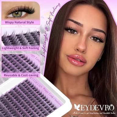 EYDEVRO Wispy Lash Clusters Natural Eyelash Clusters 9-18mm Cluster Eyelash Extensions CD Curvature 192 Pcs Manga Cluster Lashes Individual Lashes DIY Lash Extensions - Image 2