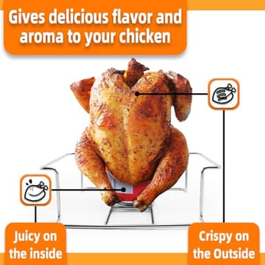 Luoieo Beer Can Chicken Holder Stand,6.5 x 3 inches Stainless Steel chicken roaster for Grilling Smoking Roasting,Vertical Design,Dishwasher Safe,Easy Clean(Square) - Image 8