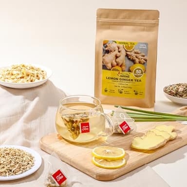 FullChea - Lemon Ginger Tea Bags, 50 Teabags - Pleasantly Spicy & Warming - Non-GMO - Caffeine-free - Support Healthy Digestion & Boost Immunity - Image 6