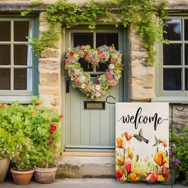 FUYUCHEN Hummingbird Garden Flag 12x18 Inch Double Sided Tulip Welcome Spring Summer Outside for Yard Outdoor Seasonal Decoration Flag - Image 4