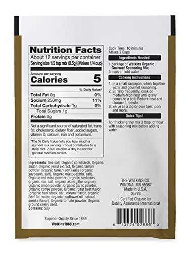 Watkins Organic Gourmet Seasoning Mix, Au Jus Gravy, 1.0 Oz. Pouch, 1 Count - Image 2
