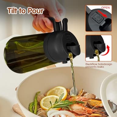YARRAMATE 16oz/470ml Light-Blocking Dark Oil Sprayer for Cooking, 2 in 1 Olive Oil Dispenser Bottle for Kitchen, Premium Dark Green Glass Oil Bottle, Food-Grade Oil Mister for Air Fryer, BBQ (Black) - Image 6