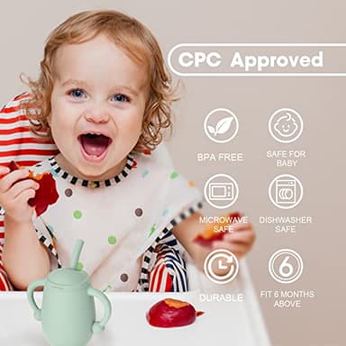 Cuddle Campus Pack of 2 Silicone Baby Training Cup, Shatterproof Toddler Sippy Cups with Straw, Open Cup for Baby, 6+ Months 4 Oz, Boothbay - Image 2