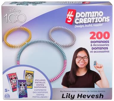 Spin Master Games Disney 100th Anniversary H5 Domino Creations 200 Dominoes & Accessories Domino Artist Lily Hevesh, Disney Gifts Dominoes Set for Adults & Kids Ages 5+ - Image 1