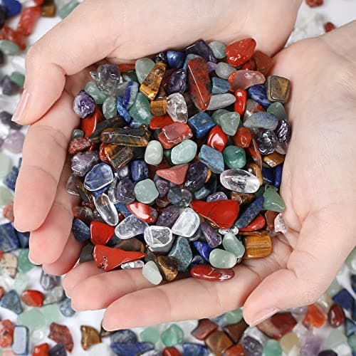 DUQGUHO Chakra Crystals Chip Bulk Natural Mixed Healing Crystal Crushed Stones for Succulent Plant Flowerpot Rocks Vase Filler Pebbles for Planters 0.88 lbs - Image 1