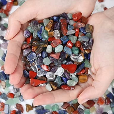 DUQGUHO Chakra Crystals Chip Bulk Natural Mixed Healing Crystal Crushed Stones for Succulent Plant Flowerpot Rocks Vase Filler Pebbles for Planters 0.88 lbs - Image 1
