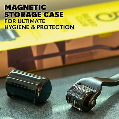 The Beard Club Premium Derma Roller for Face, Body and Scalp - Microneedling Roller for Men and Women with 540 Titanium Microneedles - for Hair & Beard - Weighted Metal Handle - Magnetic Storage Case - Image 7