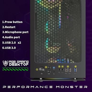 STGAubron Gaming PC Desktop Computer, AMD Ryzen 5 2600 up to 3.9G, GeForce RTX 2060 6G, 16G DDR4, 512G SSD, 600M WiFi, BT 5.0, RGB Fan x4, Windows 11 Home - Image 6