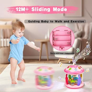 Aboosam Baby Girl Toys 6-12 Months: Babies Ocean Rotating Light Up Musical Toys 12-18 Months Crawling Learning Infant Toy for Toddlers 1 2 3 Years Old Baby Girl Gifts (Pink) - Image 4
