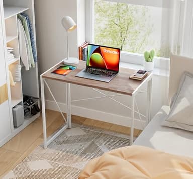 Coavas Folding Desk 31.5 inch Foldable Small Portable Computer Desks, Spaces Saving Writing Sturdy Table for Bedroom, Home Office, Dorm, Apartment, Pre Assembled, Oak - Image 8
