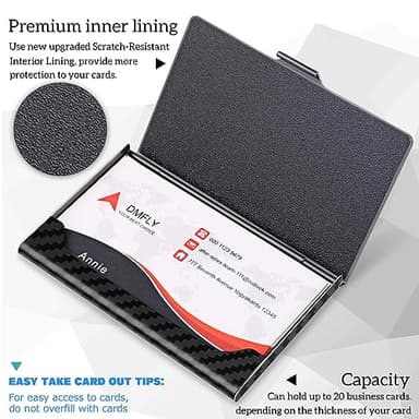 DMFLY Slim Minimalist Business Card Holder for Men & Women, Premium Metal Business Card Case, Pocket Name Card Holder, Buckle Style Shut, Classy Black - Image 6