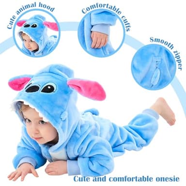 SCOPUCI Unisex Baby Animal Onesie Pajamas,Infant Flannel Halloween Cosplay Costume, Toddler Christmas Homewear/Sleepwear - Image 3