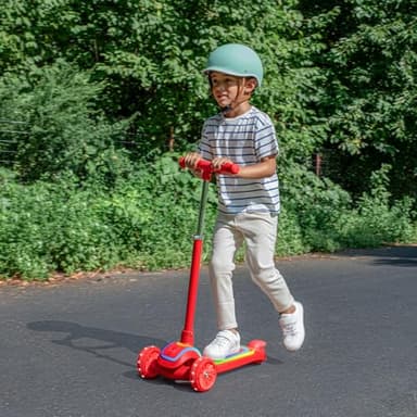 Jetson Halos Three-Wheel Light Up Kick Scooter, Light up Stem & Wheels, Height Adjustable Handlebar, Rear Brake, Ages 3+, JHALOS-RED - Image 6