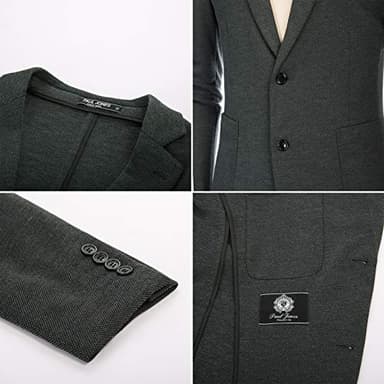 PJ PAUL JONES Casual Knit Blazer Jackets Classic Slim Fit Two Button Sport Coat for Men Grey M - Image 5
