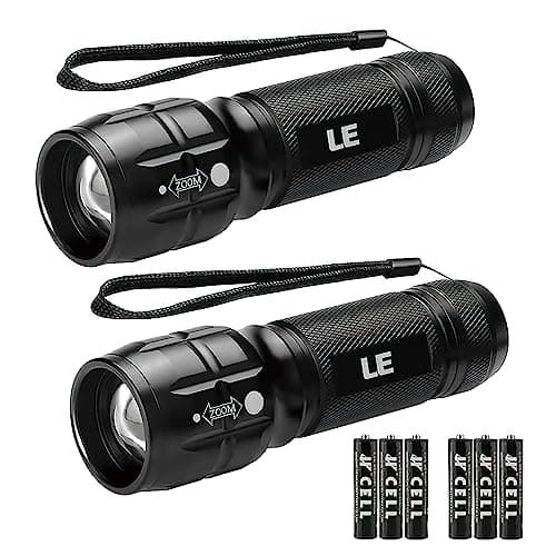 Lighting EVER LED Flashlights High Lumens, Small Flashlight, Waterproof, Adjustable Focus Flash Light for Outdoor, Emergency, Camping, AAA Batteries Included, 2 Pack - Image 1