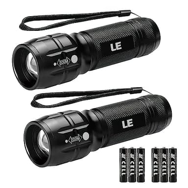 Lighting EVER LED Flashlights High Lumens, Small Flashlight, Waterproof, Adjustable Focus Flash Light for Outdoor, Emergency, Camping, AAA Batteries Included, 2 Pack - Image 1