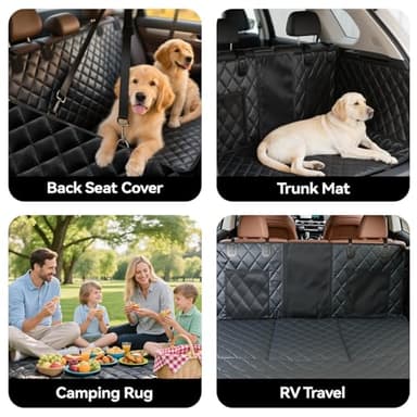 BEARCOVER Reversible Dog Car Seat Cover for Back Seat,Waterproof Scratchproof Pet Backseat Protector,Large Sturdy Back Seat Extender with Detachable Hard Bottom,Dog Hammock for Car,Trucks,SUVs (Black) - Image 3