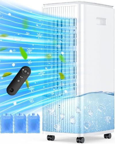 MYICY 3-IN-1 Windowless Air Conditioner w/Double Tanks, Smart Timer, 3 Ice Packs, 60W Evaporative Air Cooler, 70° Oscillation, 3-Speed 25-INCH Swamp Cooler Air Conditioner Portable for Room - Image 1