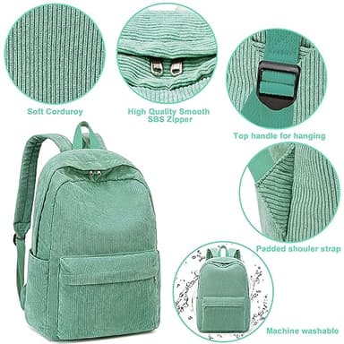 School Backpack for Teens Large Corduroy Bookbag Lightweight 15.6 inch Laptop Bag for Girls Women Casual High School College - Image 3