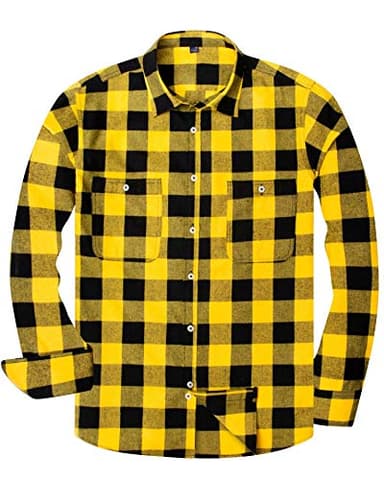 Alimens & Gentle Men's Flannel Plaid Shirt Casual Fall Clothes Work Button Down Shirts - Image 1