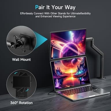 Laptop Screen Extender Portable Monitor, Dual 16.1" 1080P FHD Frameless Screen, Detachable Monitor Extender for Laptop, Fit for 13-17" Laptops, Compatiable with Windows/Mac/Chrome/Android (N2-16.1") - Image 5