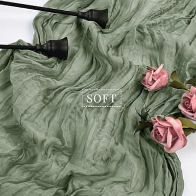 12 Pcs 10FT Sage Green Cheesecloth Table Runner 35 x 120 Inches Long Runner for Tables Gauze Fabric Boho Table Runner Decoration Rustic Sheer Runner for Wedding Baby Shower Birthday Party (Sage Green) - Image 4