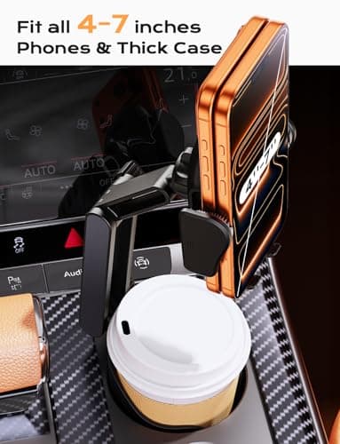 TAZENI 2-in-1 Cup Holder Cell Phone Holder for Your Car Bottle Friendly Cup Cell Phone Holder Mount for Car Height Adjustable Sturdy Fit 4-7 inches Phones - Image 3