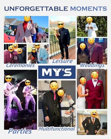 MY'S Men's 3 Piece Slim Fit Suit Set with Tie, 2 Button Blazer Jacket Vest & Pants, Business Wedding Party Prom Suit for Men, Black Medium - Image 6