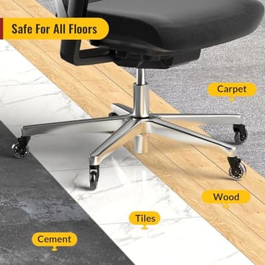 HOLKIE Office Chair Wheels Roller Blade Caster Rubber Replacement for Office 11x22mm Transparent 3 Inch, Desk Rolling Set of 5 for Hardwood Floors Gaming Chair Wheels Smooth & Silence Gliding - Image 5