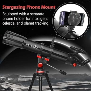 Telescope,Telescope for Adults High Powered, 90mm Aperture 900mm Professional Refractor Telescopes for Kids & Beginners, Magnification 450X,for Planet Observation with Stainless Tripod & Phone Adapter - Image 5
