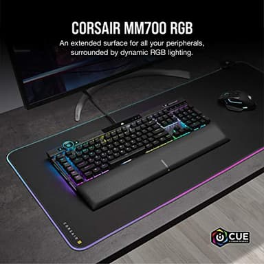 CORSAIR MM700 RGB Extended Cloth Gaming Mouse Pad - 36.6" x 15.8" - 360° RGB Lighting - Two USB Port Hub - Thick Rubber - Black - Image 3