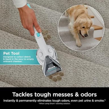 Shark CarpetXpert with StainStriker Upright Carpet, Area Rug & Upholstery Cleaner with Pet Mess Extractor Tool, Perfect for Pets, Carpet Shampooer, 3 Cleaning Tools, Cleaning Solutions, White, EX201 - Image 6