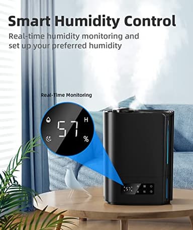 BREEZOME 6L Humidifiers for Bedroom Large Room & Essential Oil Diffuser, Ultrasonic Top Fill Cool Mist Humidifiers for Baby, Plants, Nursery Last up to 60 Hours, Smart Humidistat Control, Quiet, Black - Image 3