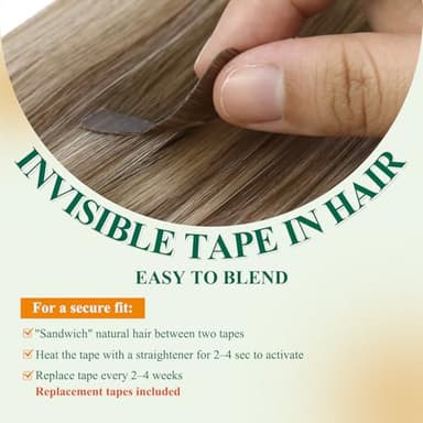 Easyouth 18 Inch Tape in Extensions Human Hair Balayage Seamless Tape in Hair Extensions Ombre Dark Brown to Blonde with Brown Hair Extension Real Human Hair Tapes in for Women 40g 20pcs - Image 7