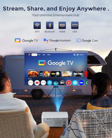 4K Support Android TV 10.0 Projector 5G WiFi Bluetooth Native 1080P, CIBEST Full-Sealed Optical Engine Home Movie FHD Projector with Netflix/Prime Video Built-in, 8000+ Apps, Autofocus, Stereo Sound - Image 5