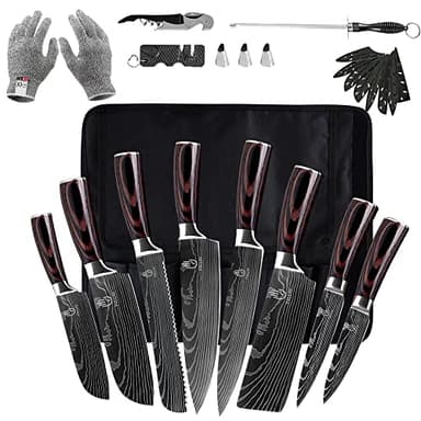 FULLHI Knife Set, 14pcs Japanese Knives Set, Premium German Stainless Steel chef Knife Set - Image 1