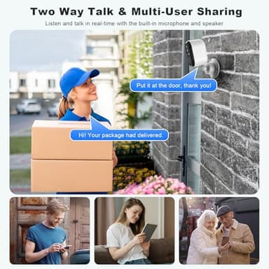 2K Security Cameras Wireless Outdoor, WiFi Battery Powered Indoor Camera for Home Security with AI Motion Detection, Spotlight, 2-Way Talk, Siren, IP65, Cloud/SD Storage - 2 Cameras - Image 6